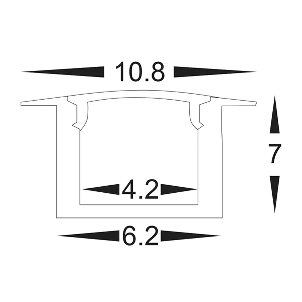 11mm x 7mm Silver Micro Square Winged Aluminium Recessed Profile Havit Lighting - HV9695-1107