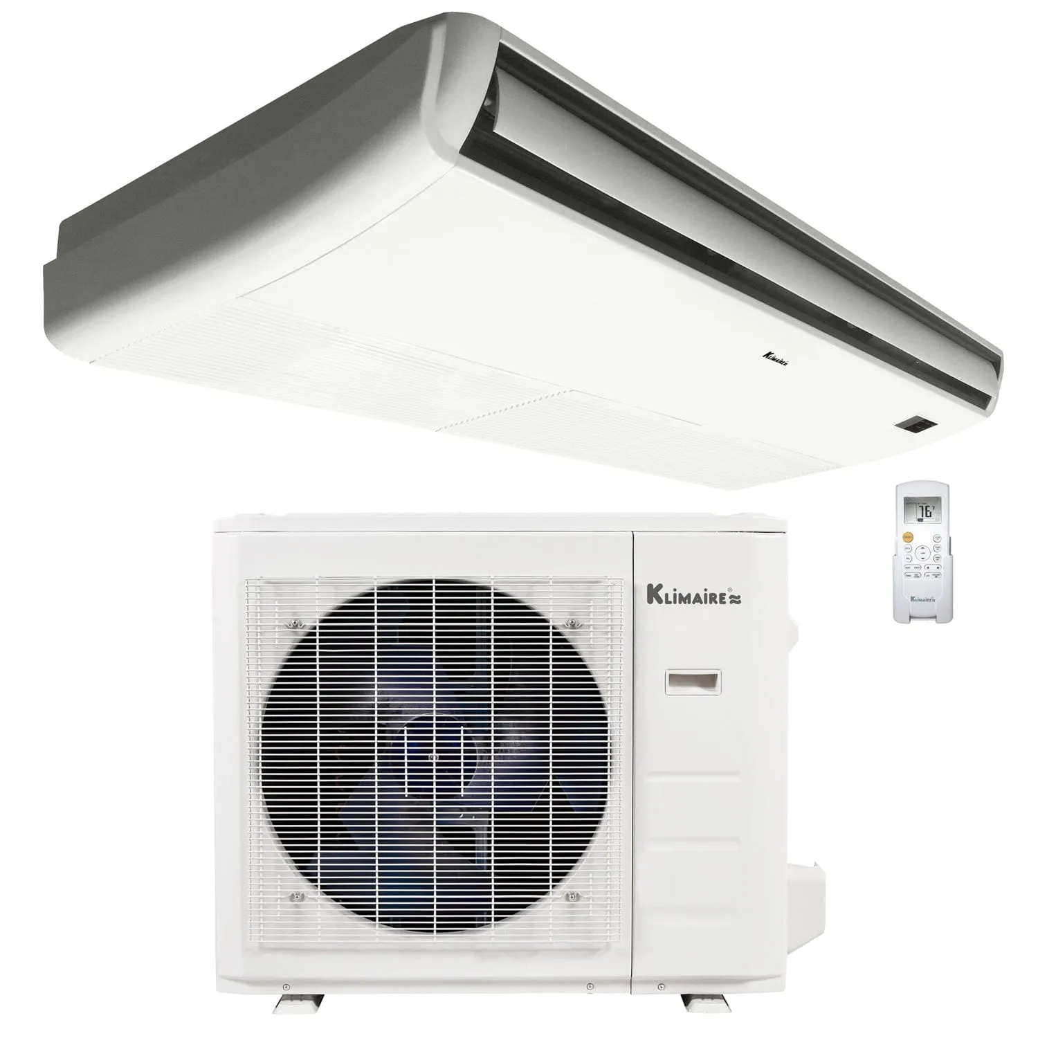 36,000 Btu 19 SEER2 Klimaire Light Commercial Floor-ceiling Ductless Mini-split Inverter Air Conditioner Heat Pump System 220V