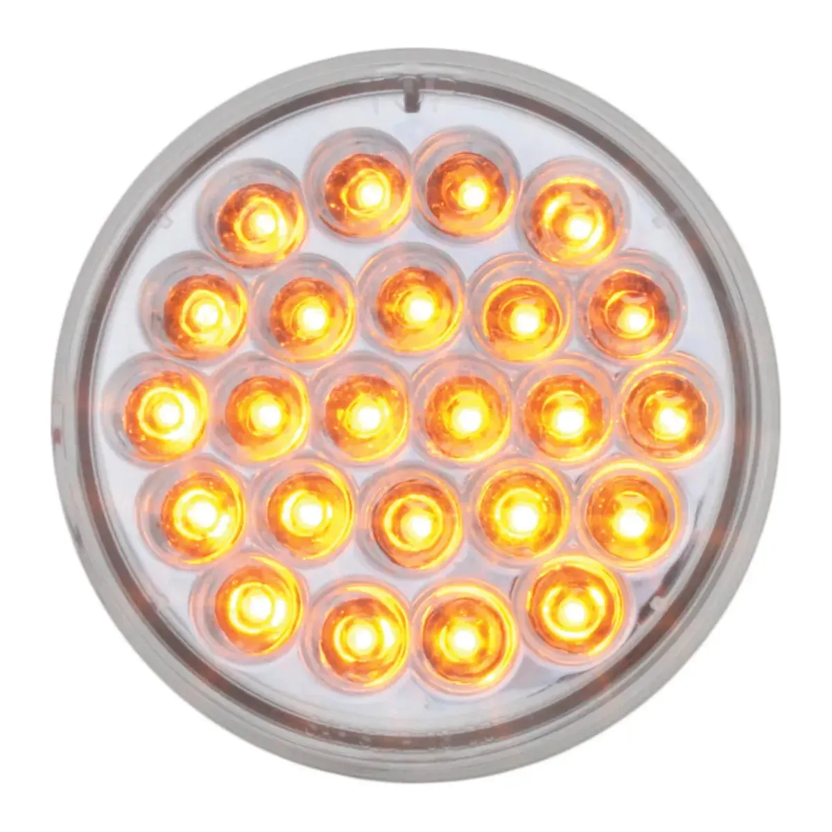 4" PEARL AMBER/CLEAR 24-LED 6-PULSE STROBE LIGHT, 9V-36V