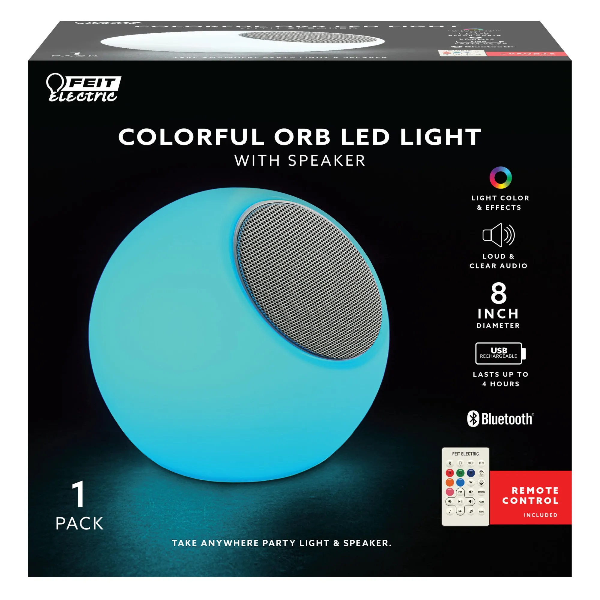 8 in. Rechargeable Color Changing LED Orb with Bluetooth Speaker