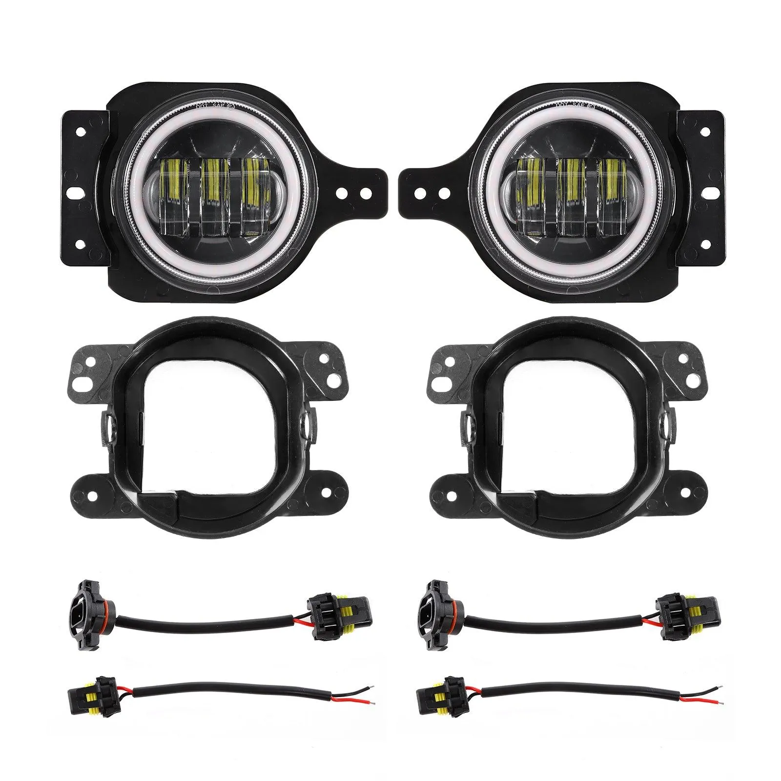 9'' ROUND 100W LED HEADLIGHTS WITH DRL & 4'' 30W LED FOG LIGHTS FOR 2018-2022 JEEP WRANGLER JL