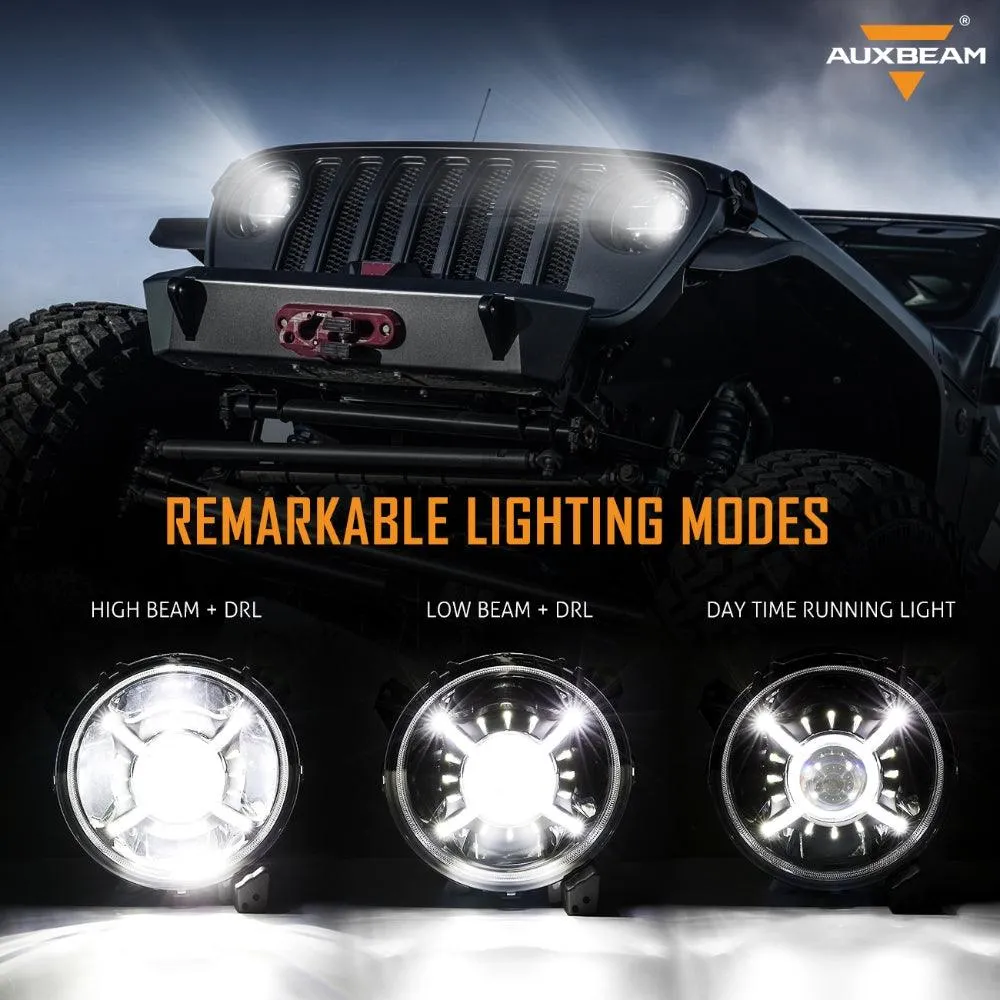 9'' ROUND 100W LED HEADLIGHTS WITH DRL & 4'' 30W LED FOG LIGHTS FOR 2018-2022 JEEP WRANGLER JL