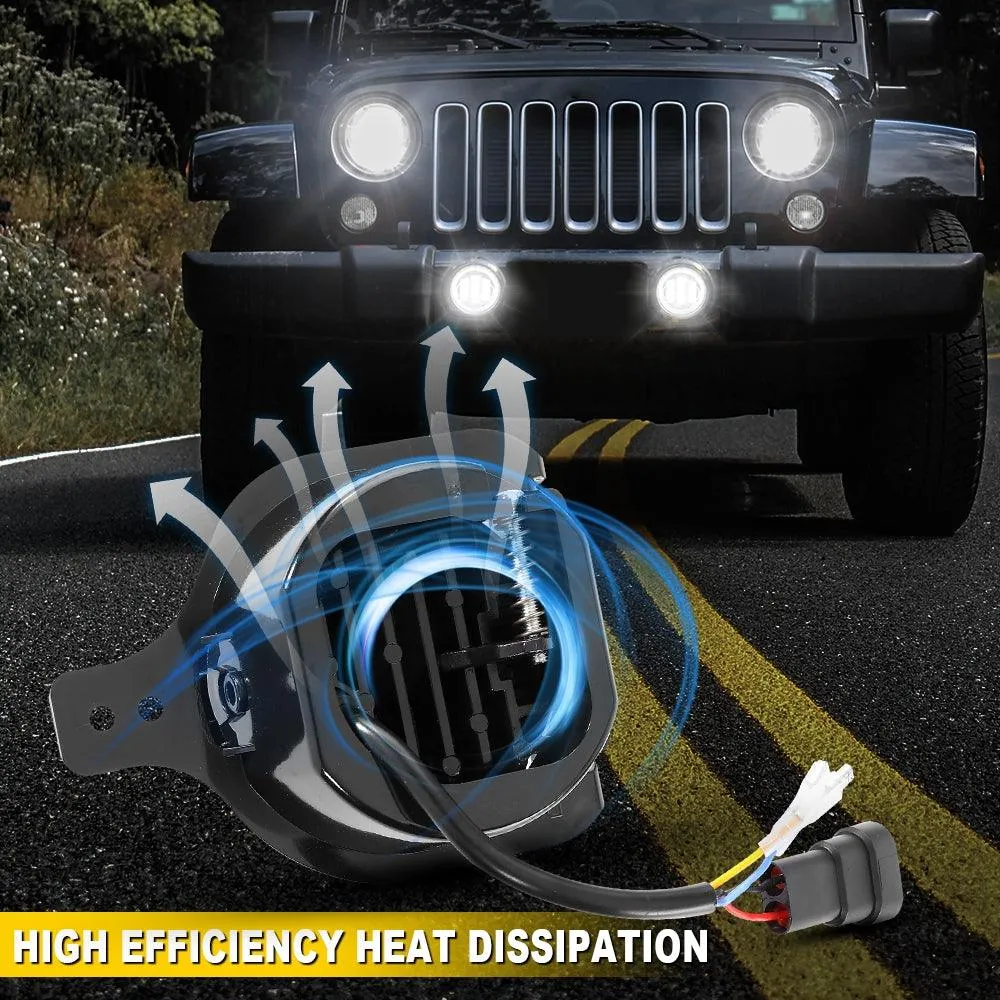 9'' ROUND 100W LED HEADLIGHTS WITH DRL & 4'' 30W LED FOG LIGHTS FOR 2018-2022 JEEP WRANGLER JL