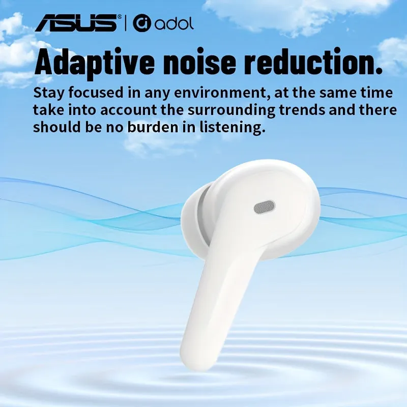 Asus headphones in-ear function touch active noise cancellation immersive sound quality, wireless earbuds built-in microphone music call control with charging ear cap