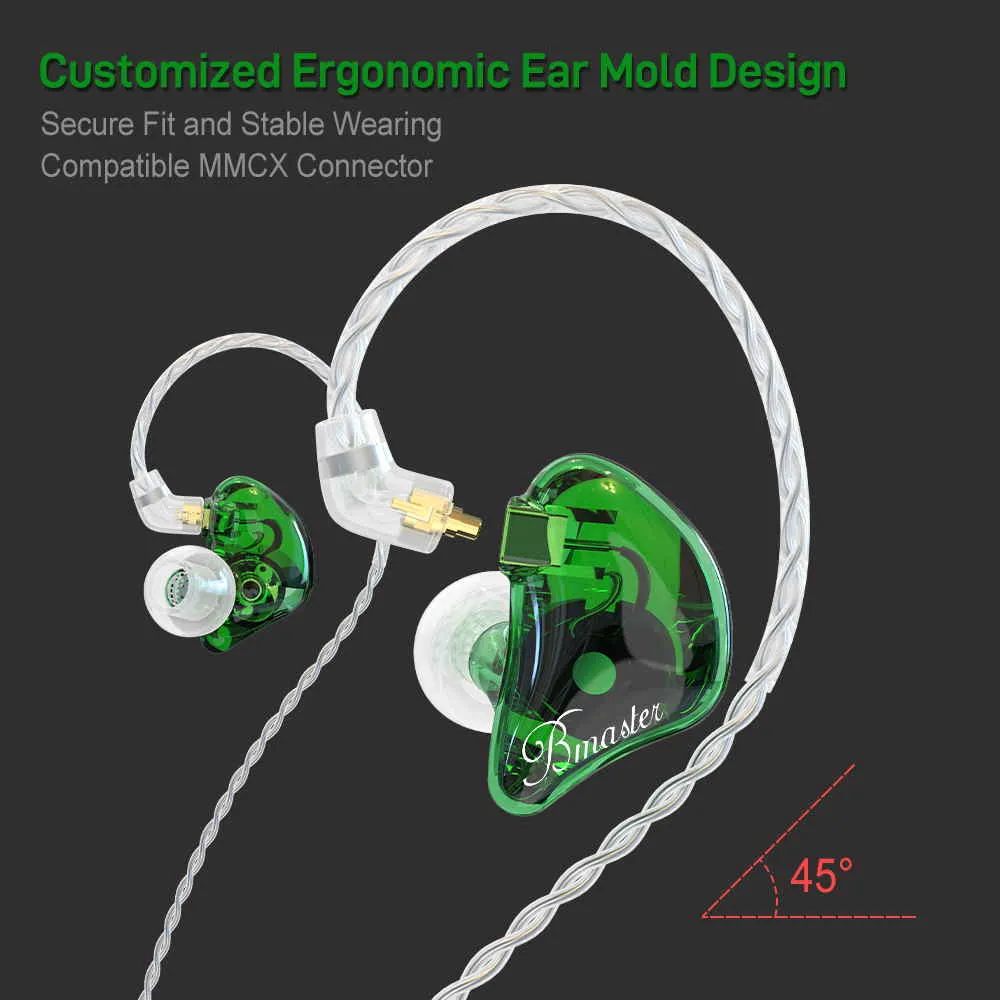 BASN Bmaster Triple Drivers In Ear Monitor Headphones (Green)