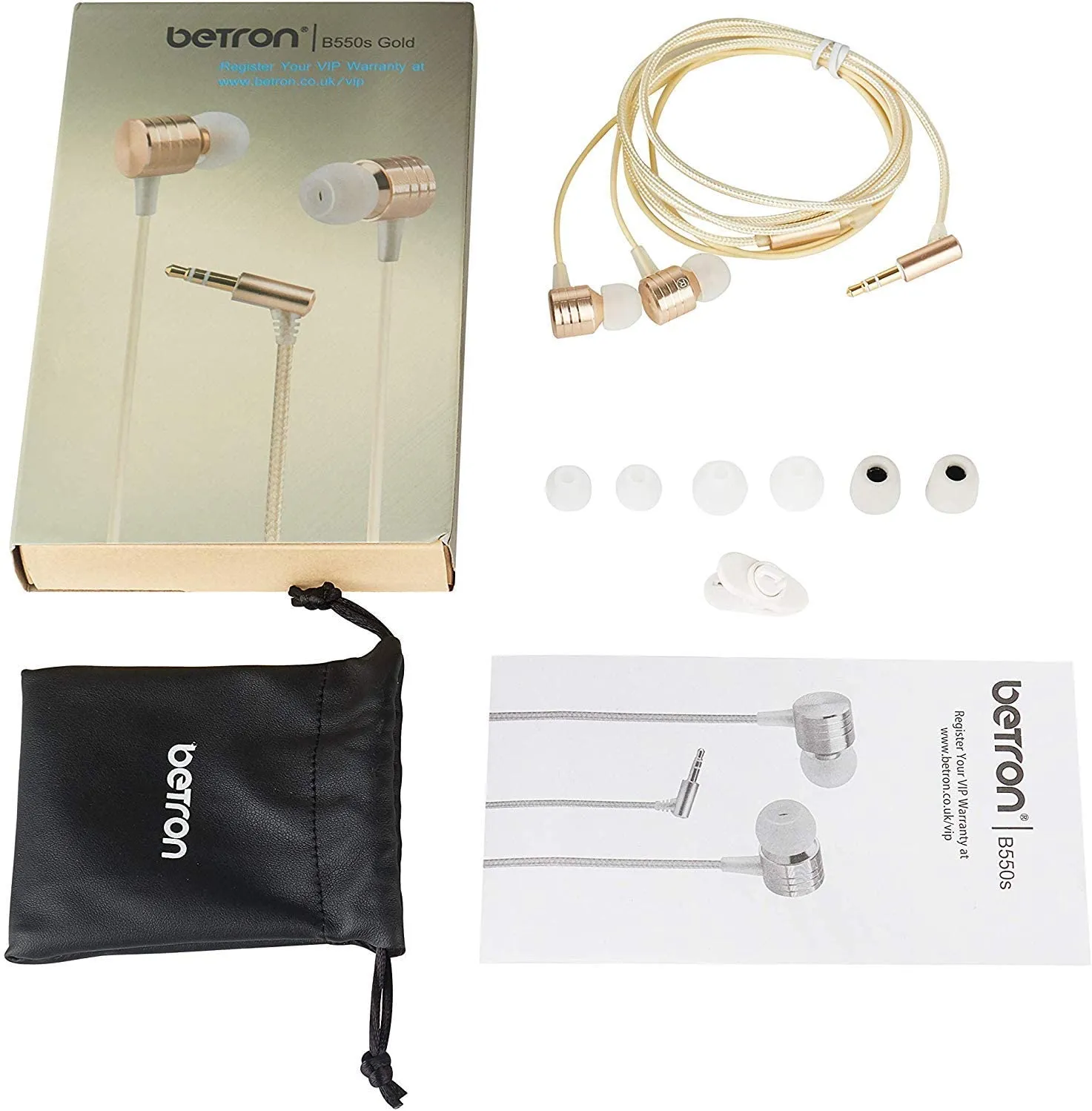 Betron B550s Earphones Noise Isolating Earbuds Heavy Deep Bass In Ear Headphone 3.5mm Audio Jack