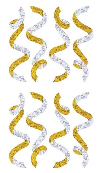 Bulk Roll Prismatic Stickers, Mini Gold & Silver Streamers (100 Repeats) by Present Paper