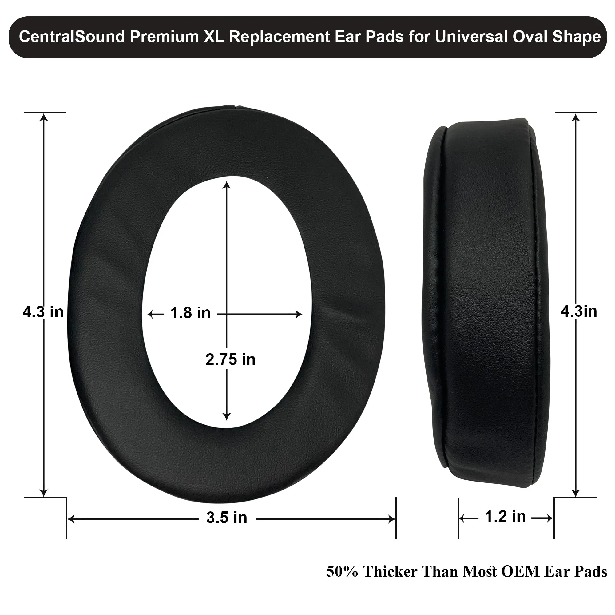 CentralSound Premium XL Memory Foam Ear Pad Cushions for Audio-Technica Headphones