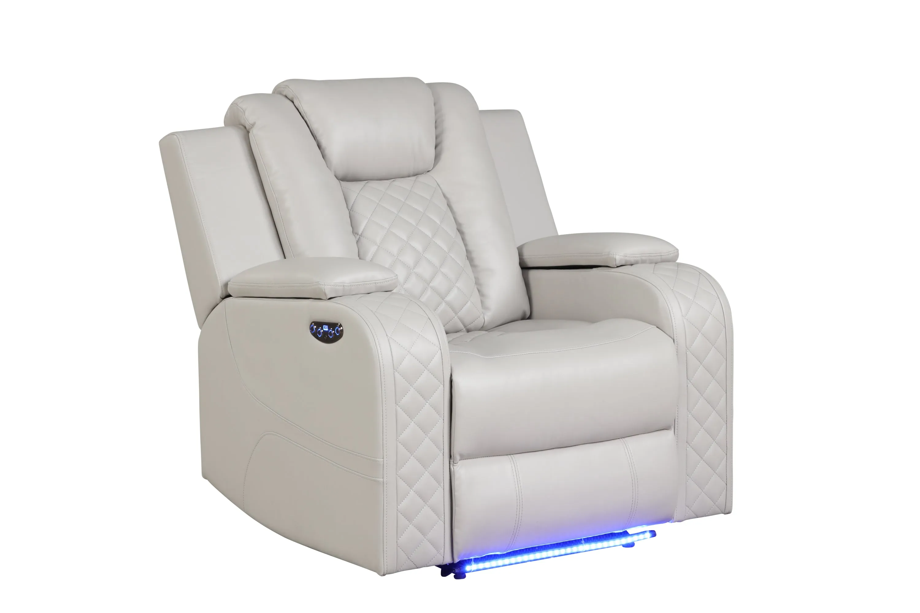 Cohen LED & Power Faux Leather Recliner Chair - Beige