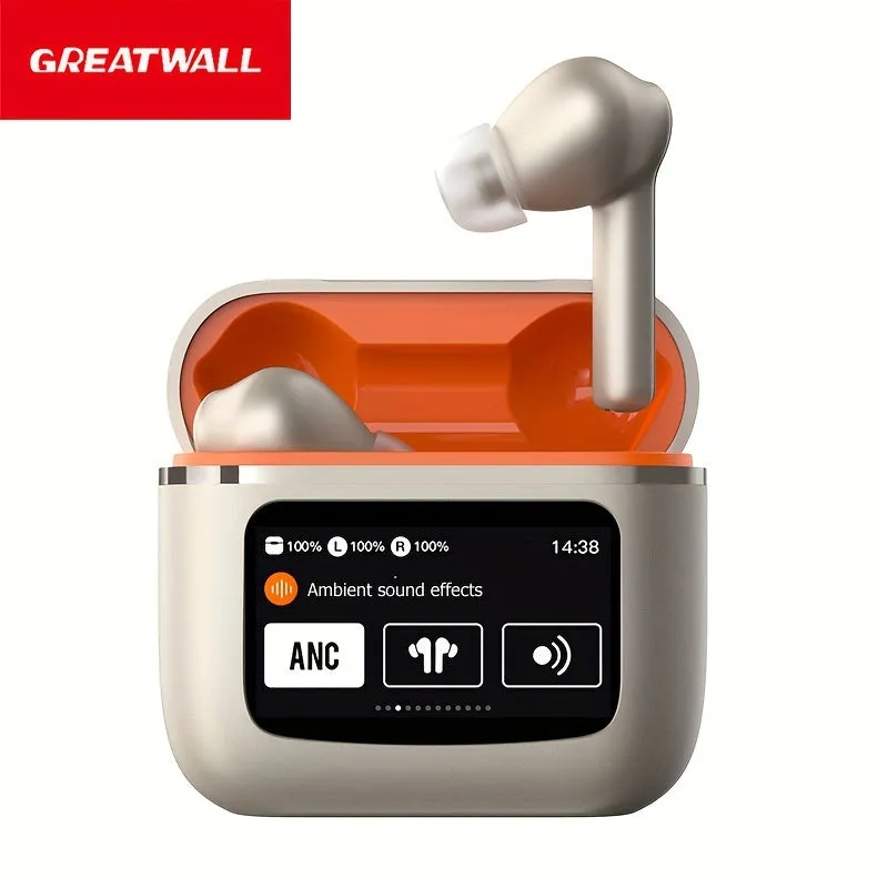 GreatWall TWS LED Display Wireless In-ear Sports Headphones With APP Function With Microphone, Touch Control Earbuds, Perfect For Workouts And Games, Comes With USB Charging And Charging Case