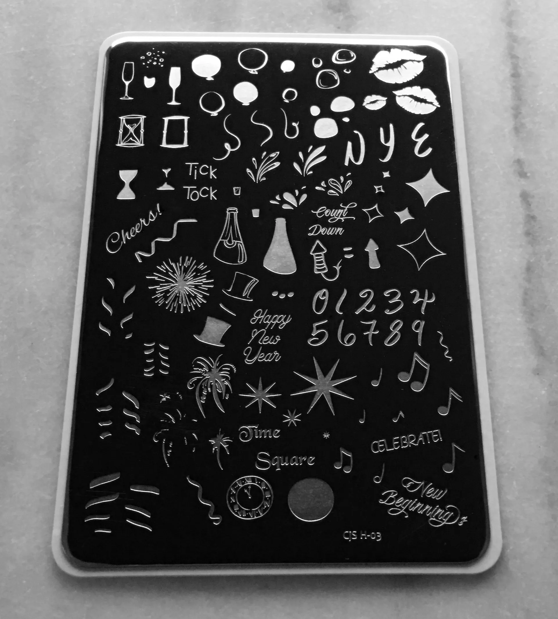 Happy New Year  CjSH-03 - Steel Nail Art Layered Stamping Plate