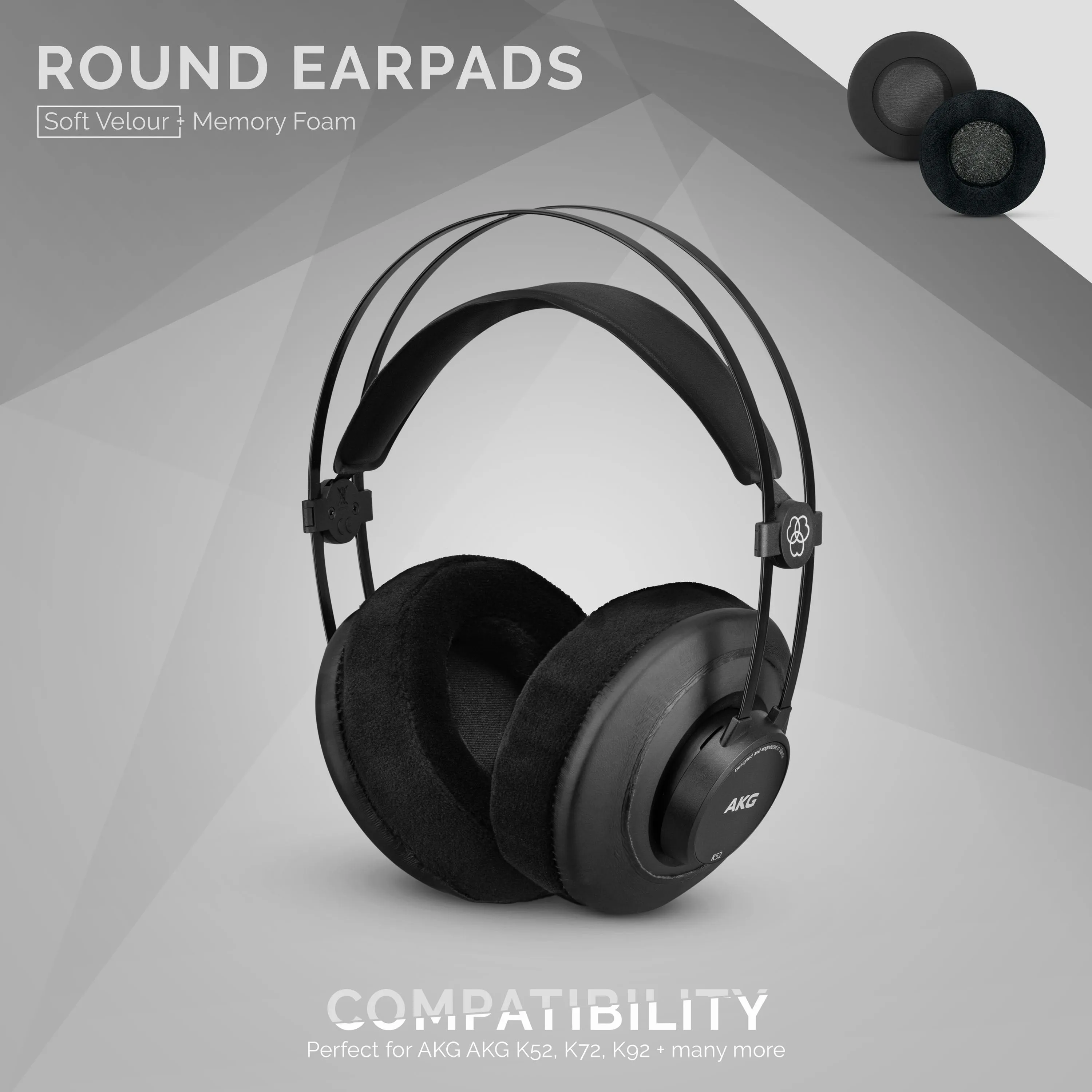 Headphone Memory Foam Earpads - Round - Velour