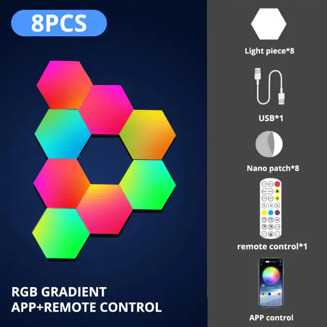 Hexagon Wall Light - Dream Color Technology, Customizable RGB Symphony