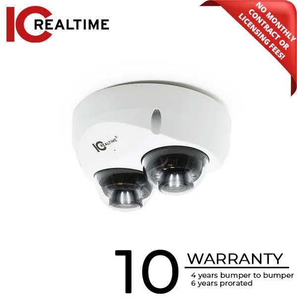 IC Realtime - IPEL-DL80F-IRW1 / 4MP Dual Lens IP Wedge Dome Camera / Starlight Equipped / 2x 2.8mm Fixed Lenses (95°) / 98 Feet Of IR / Human-Vehicle Recognition