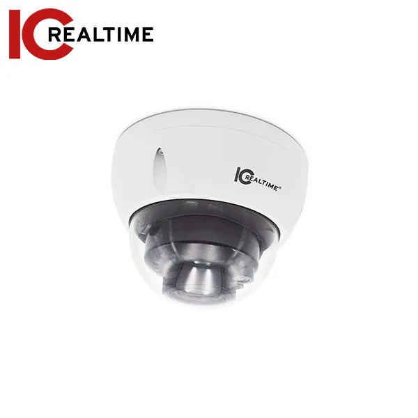 IC Realtime - IPFX-D40V-IRW2 / 4MP IP Indoor/Outdoor Mid Size Vandal Dome Camera / Varifocal 2.7-13.5mm Motorized Lens (104 - 27 AOV) / 131 Ft Smart IR / POE