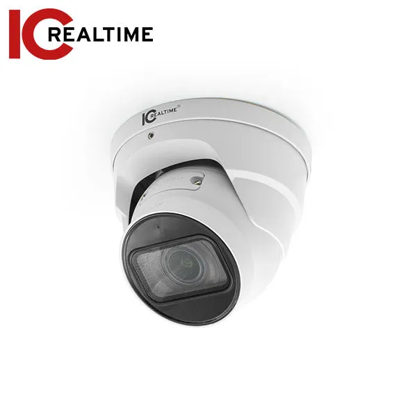 IC Realtime - IPFX-E40V-IRW2 / 4MP IP Indoor/Outdoor Small Size Starlight Eyeball Dome Camera / 2.7mm – 13.5mm Lens (104-27 AOV) / 131 Ft IR / POE