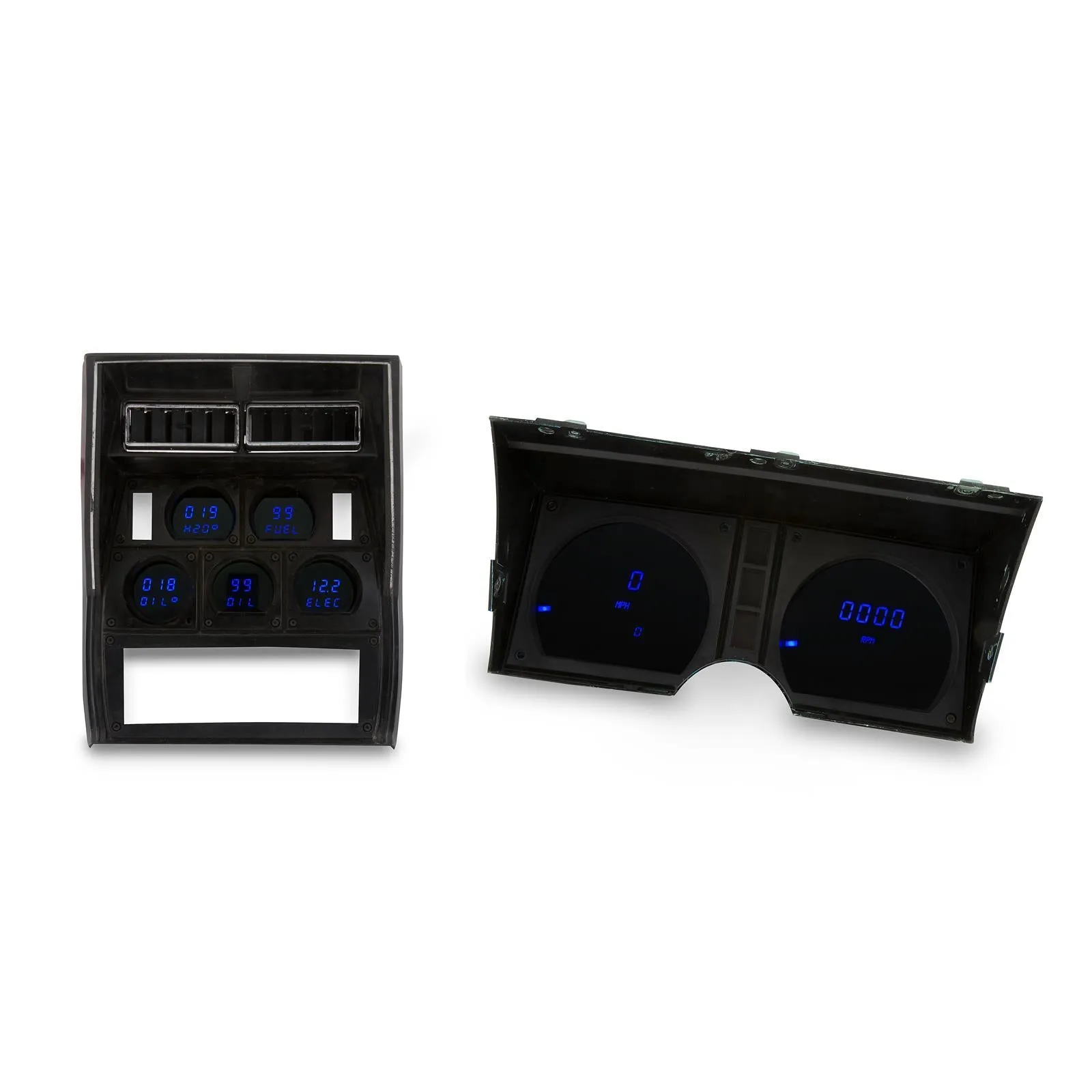 Intellitronix Dual Digital Gauge Cluster - Blue LED - Black - Chevy Corvette 1978-82