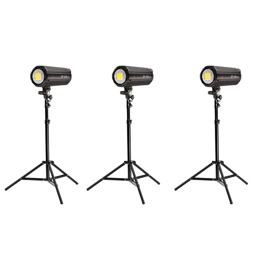 Jinbei 3 x EFL-200 Continuous 3200K LED Interview / Casting Lighting Kit