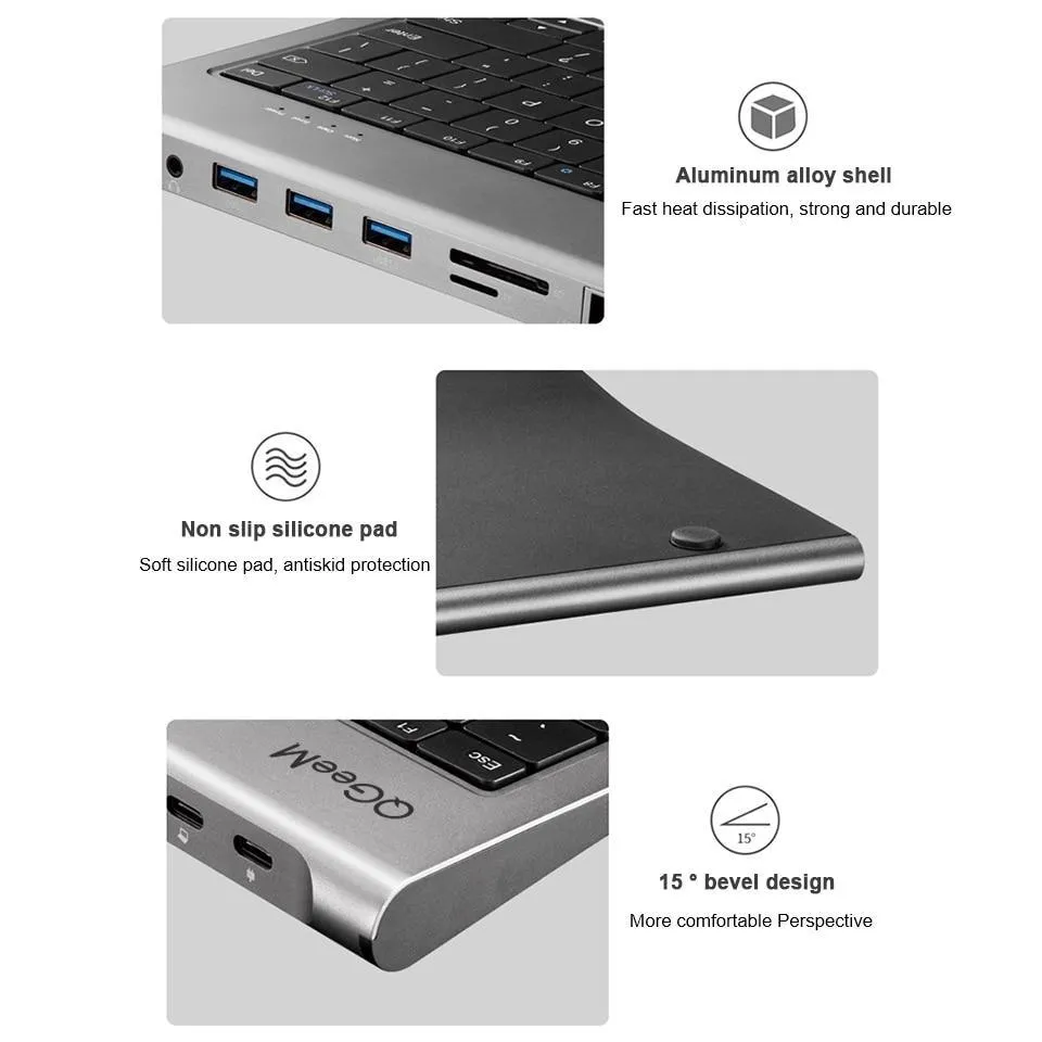 Keyboard and USB-C Hub: for Mac Android Windows Triple Display 4K HDMI SD Card RJ45 LAN Aux PD USB Hub Adapter