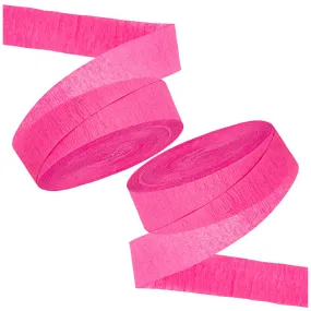 Kicko Hot Pink Crepe Streamers - 2 Pack, 1000 Feet x 1.75 Inches - for Kids, Baby Showers