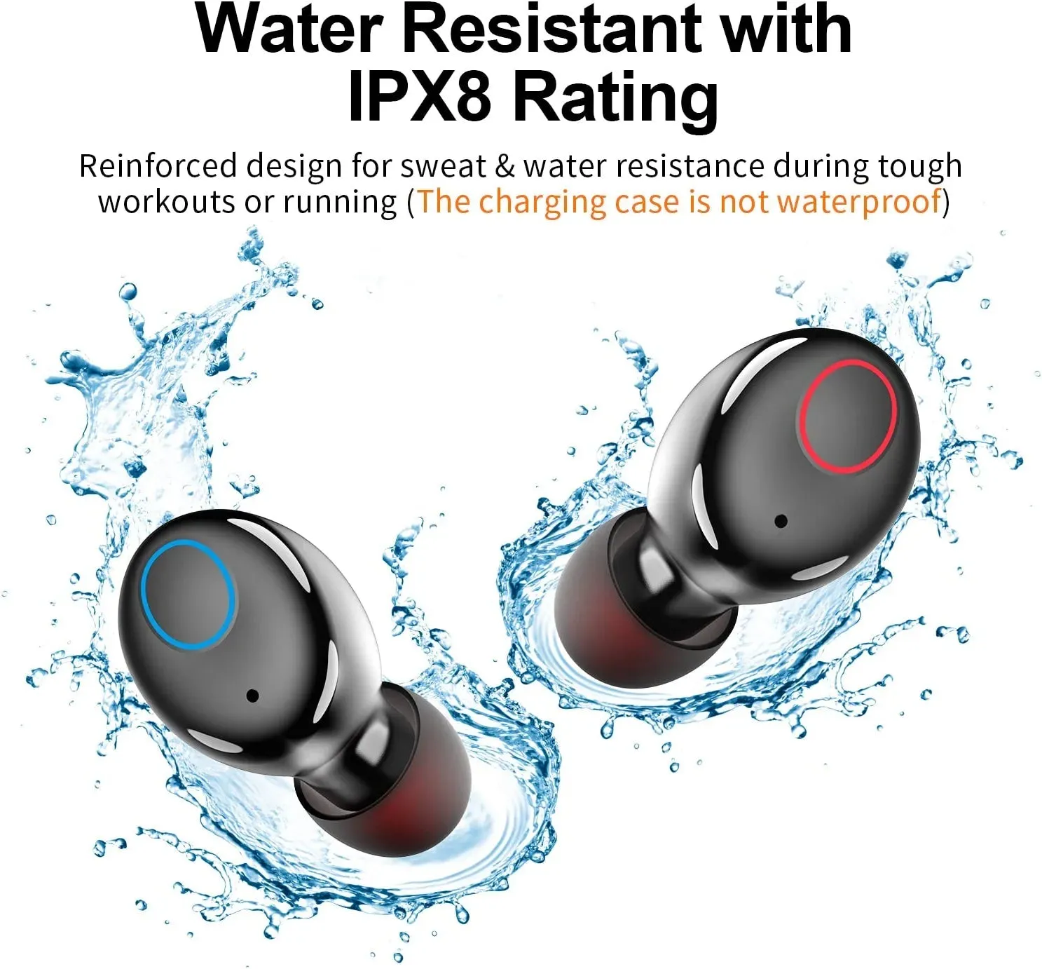 Kurdene Bluetooth Wireless Earbuds, S8 Deep Bass Sound 38H Playtime IPX8 Waterproof Earphones Call Clear with Microphone In-Ear Bluetooth Headphones Comfortable for Iphone, Android