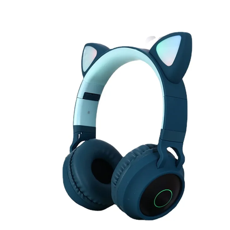 LED Cat Ear Noise Cancelling Headphones Bluetooth 5.0 Young People Kids Headset Support TF Card 3.5mm Plug With Mic