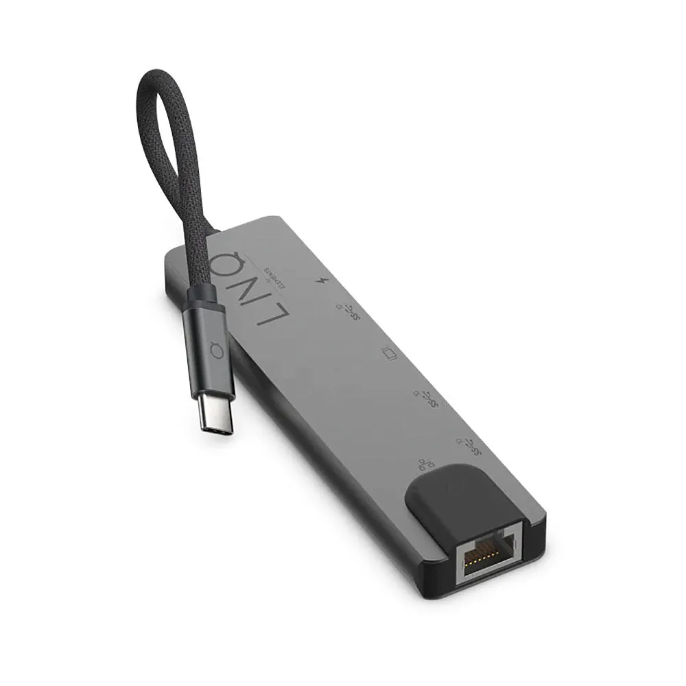 LINQ byELEMENTS 6in1 Pro USB-C Multiport Hub m. 2 x USB-A  / 2 x USB-C  / HDMI / RJ45 Ethernet - Space Grey