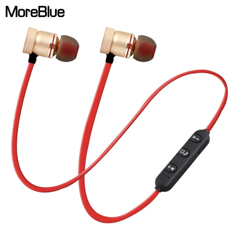 MoreBlue S07 Wireless Bluetooth Earphones Metal Magnetic Stereo Bass Headphones Cordless Sport Headset Earbuds With Microphone(Black)