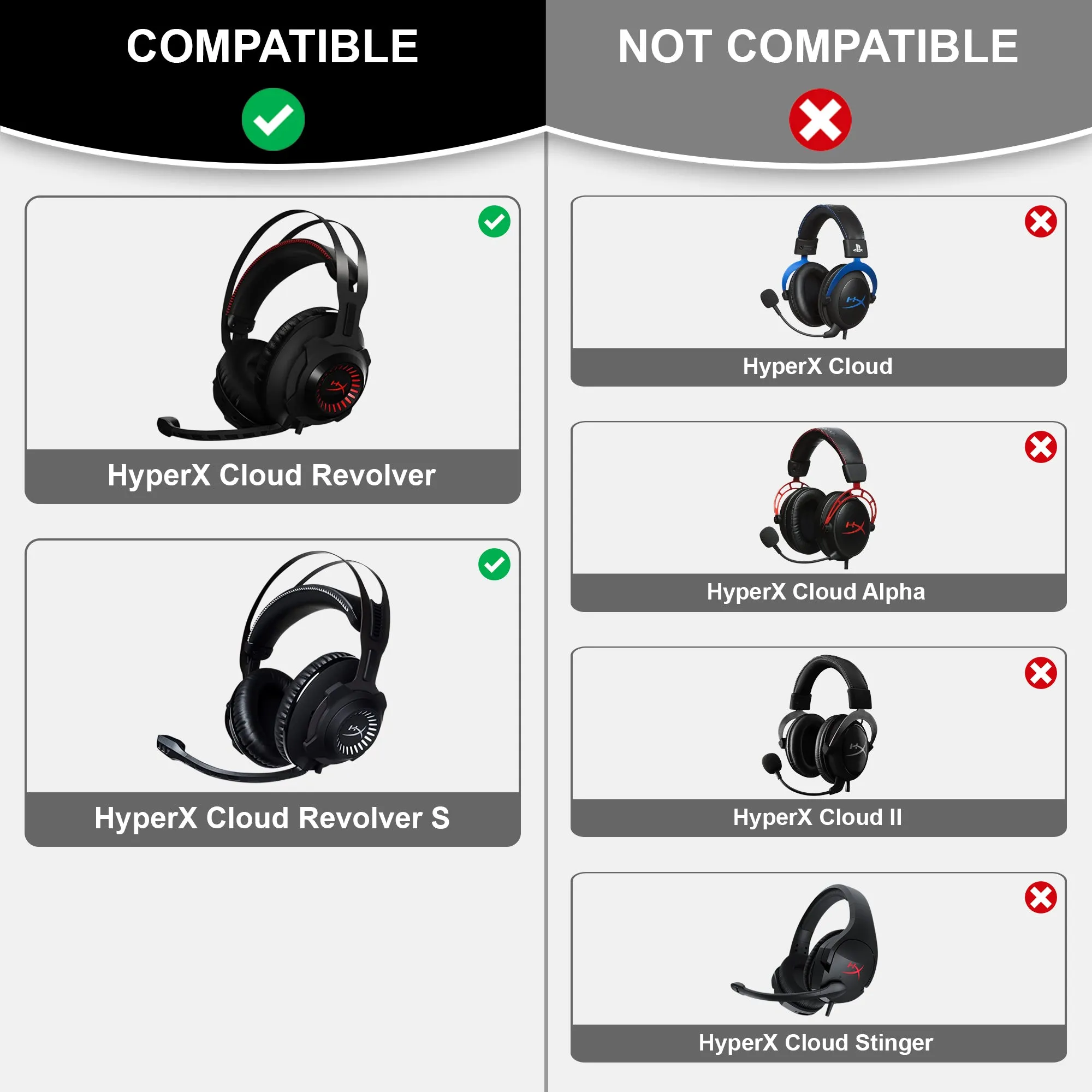 Premium Replacement Ear Pad Cushions for Kingston HyperX Cloud Revolver S Gaming Headset