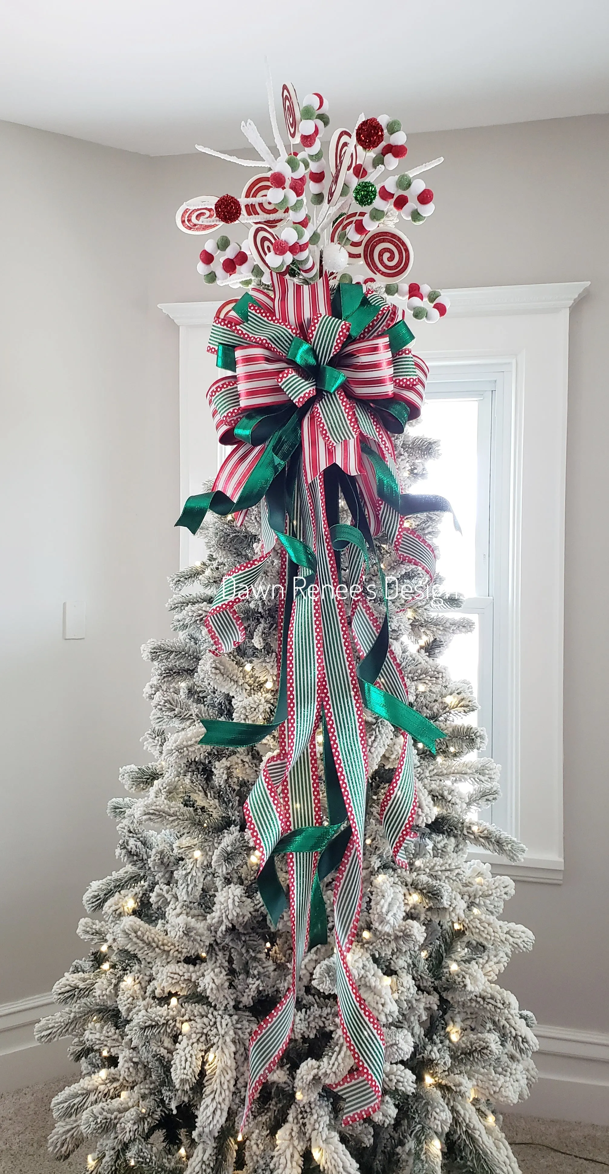 Red White Green Tree Topper & Tree Topper Bow