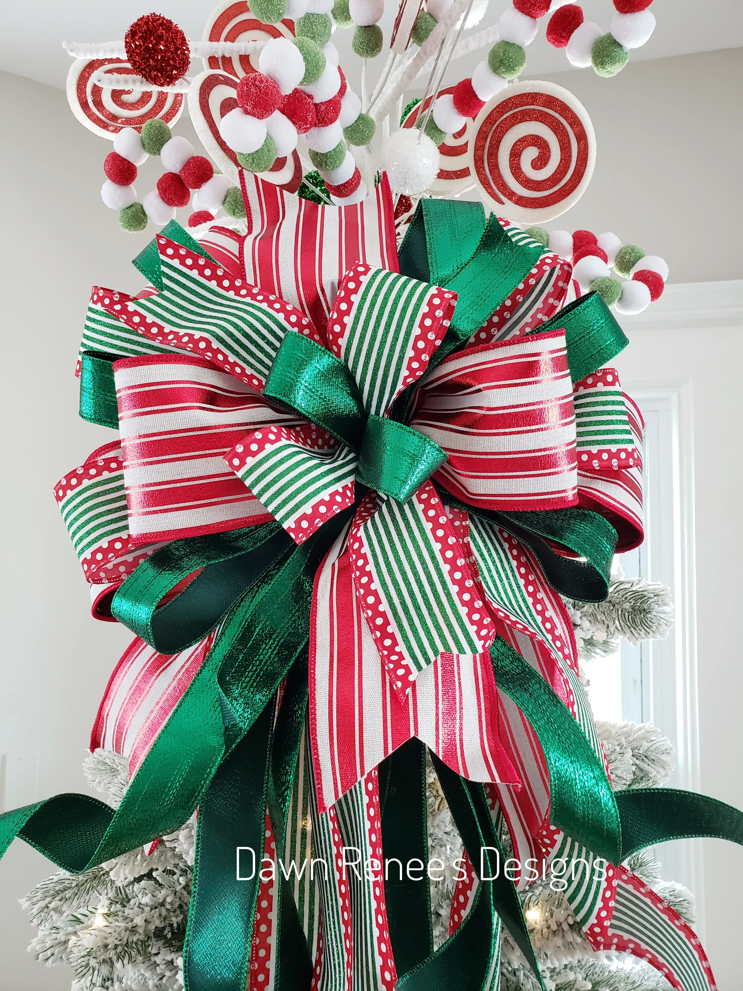 Red White Green Tree Topper & Tree Topper Bow