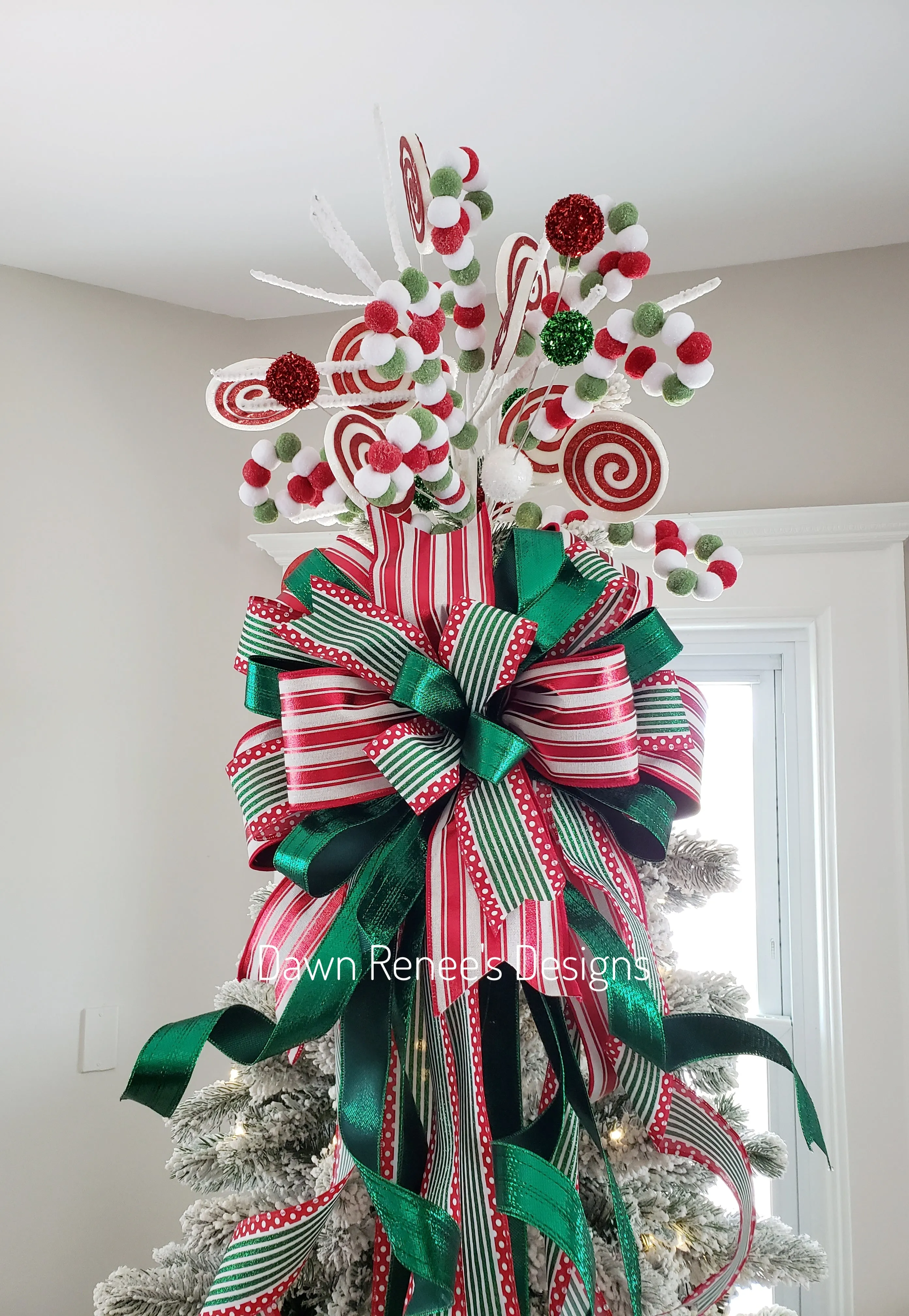 Red White Green Tree Topper & Tree Topper Bow