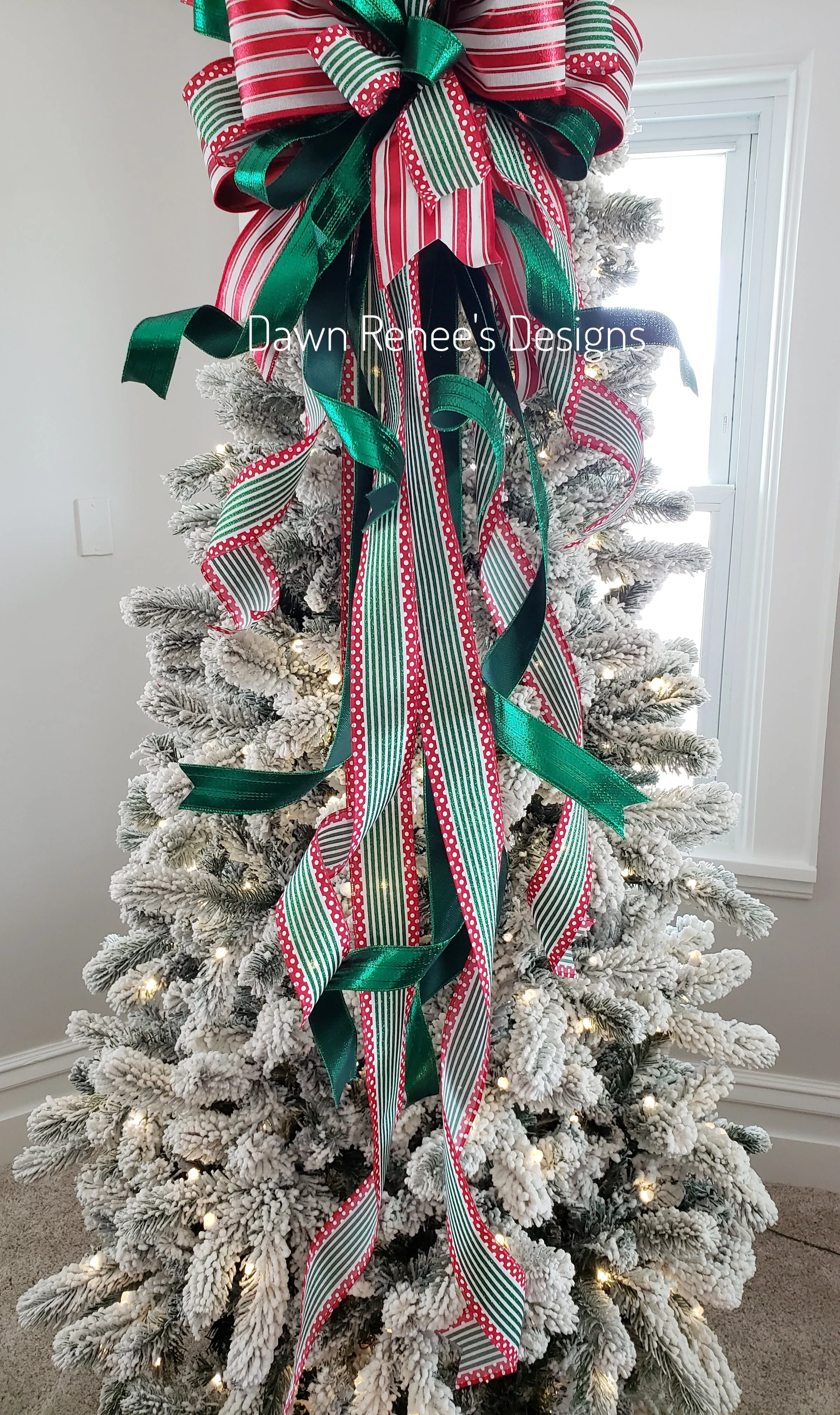 Red White Green Tree Topper & Tree Topper Bow