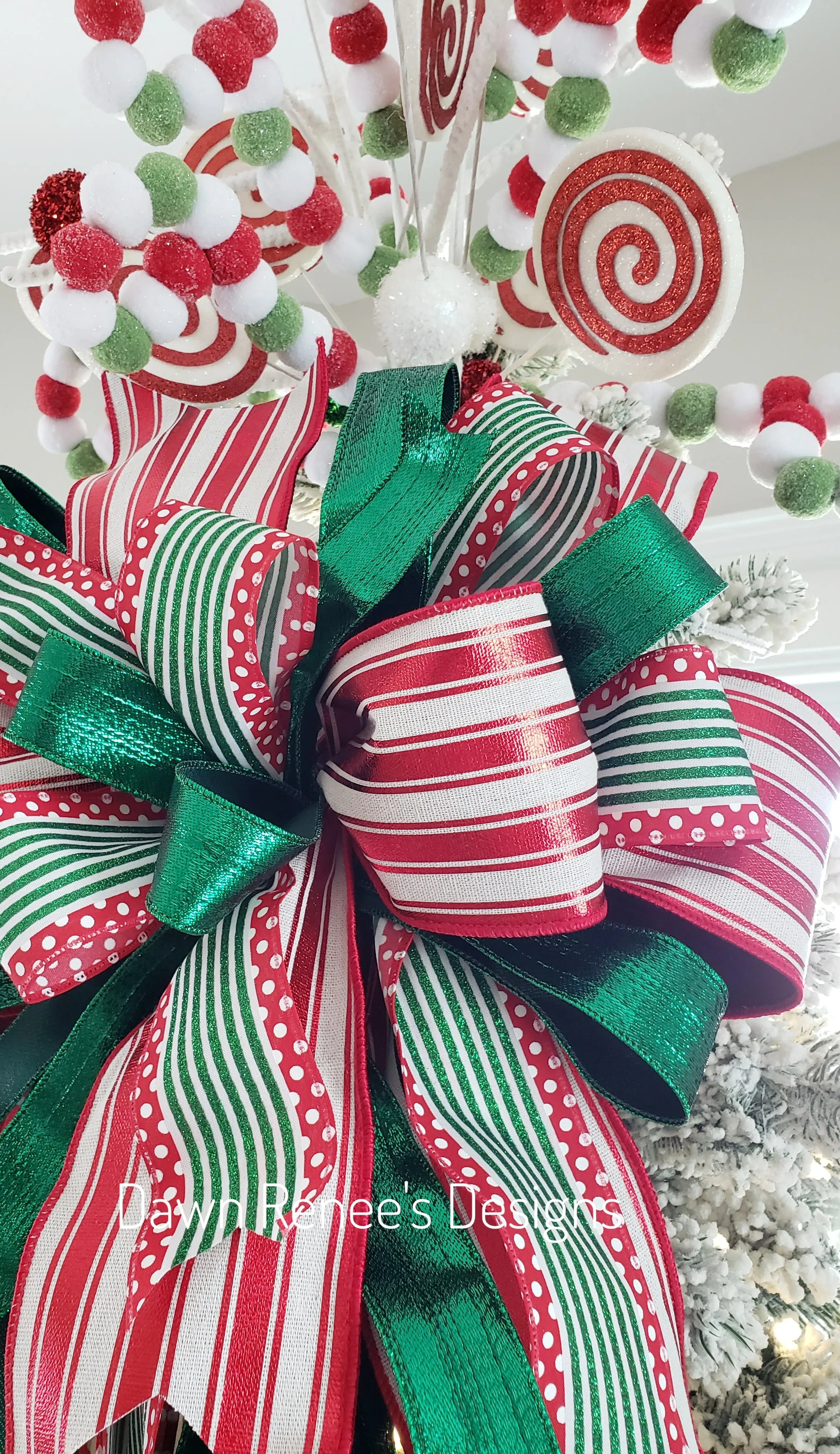 Red White Green Tree Topper & Tree Topper Bow