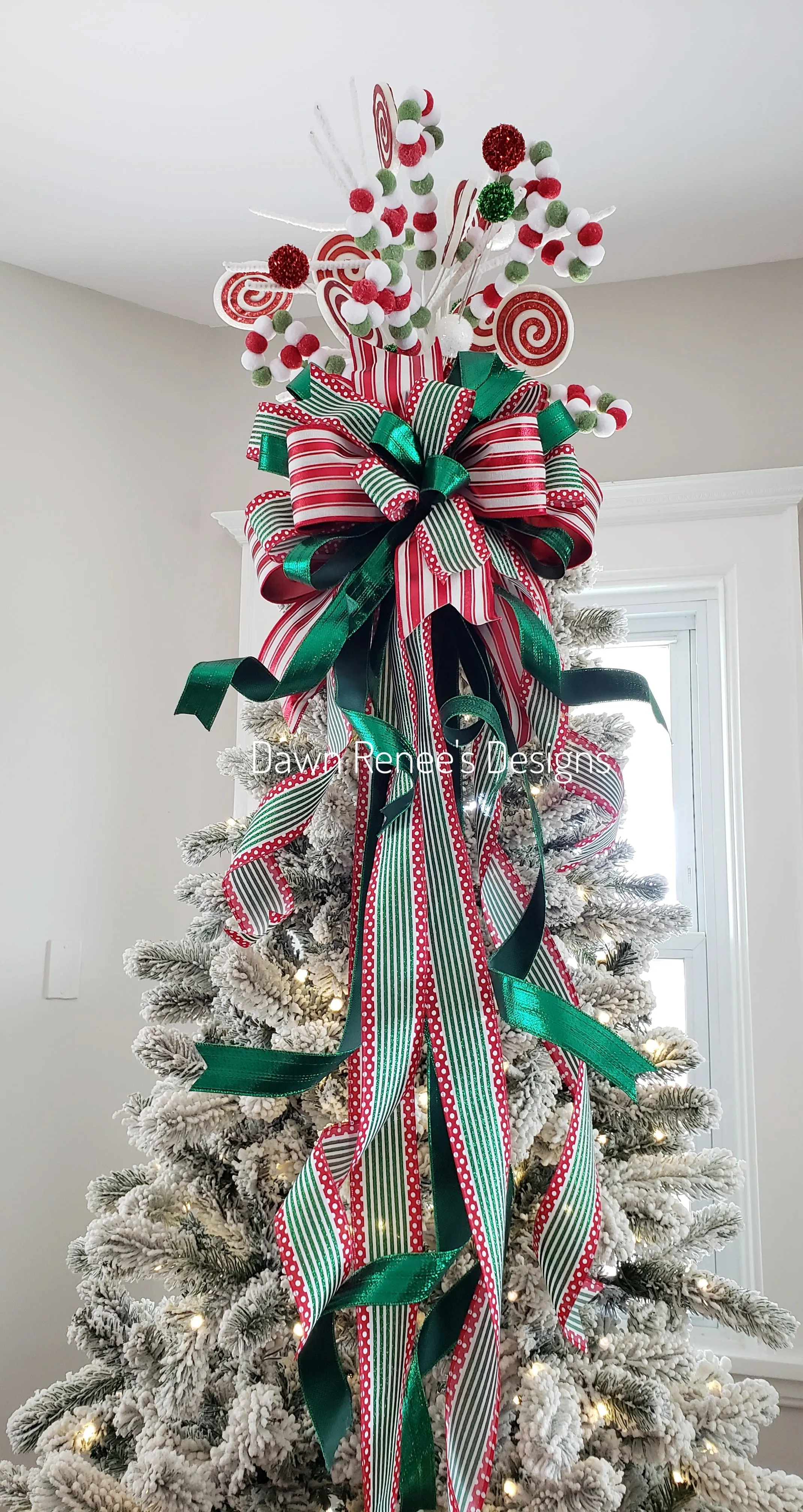 Red White Green Tree Topper & Tree Topper Bow