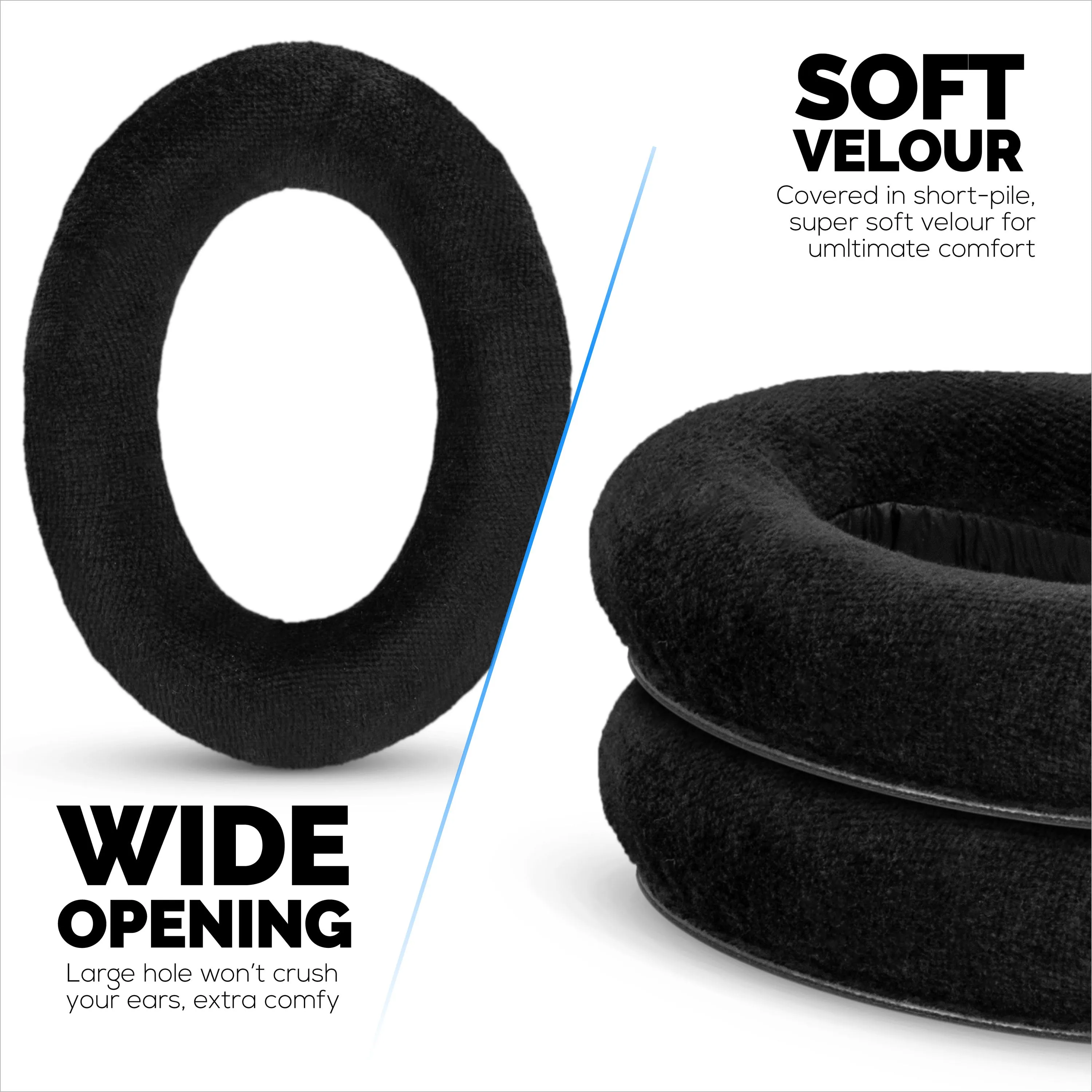 Replacement Earpads for Sennheiser HD600, HD650, HD660S, HD525, HD535, HD545, & Massdrop HD58X, HD6XX Headphones - Soft Velour Cushions For Extra Comfort