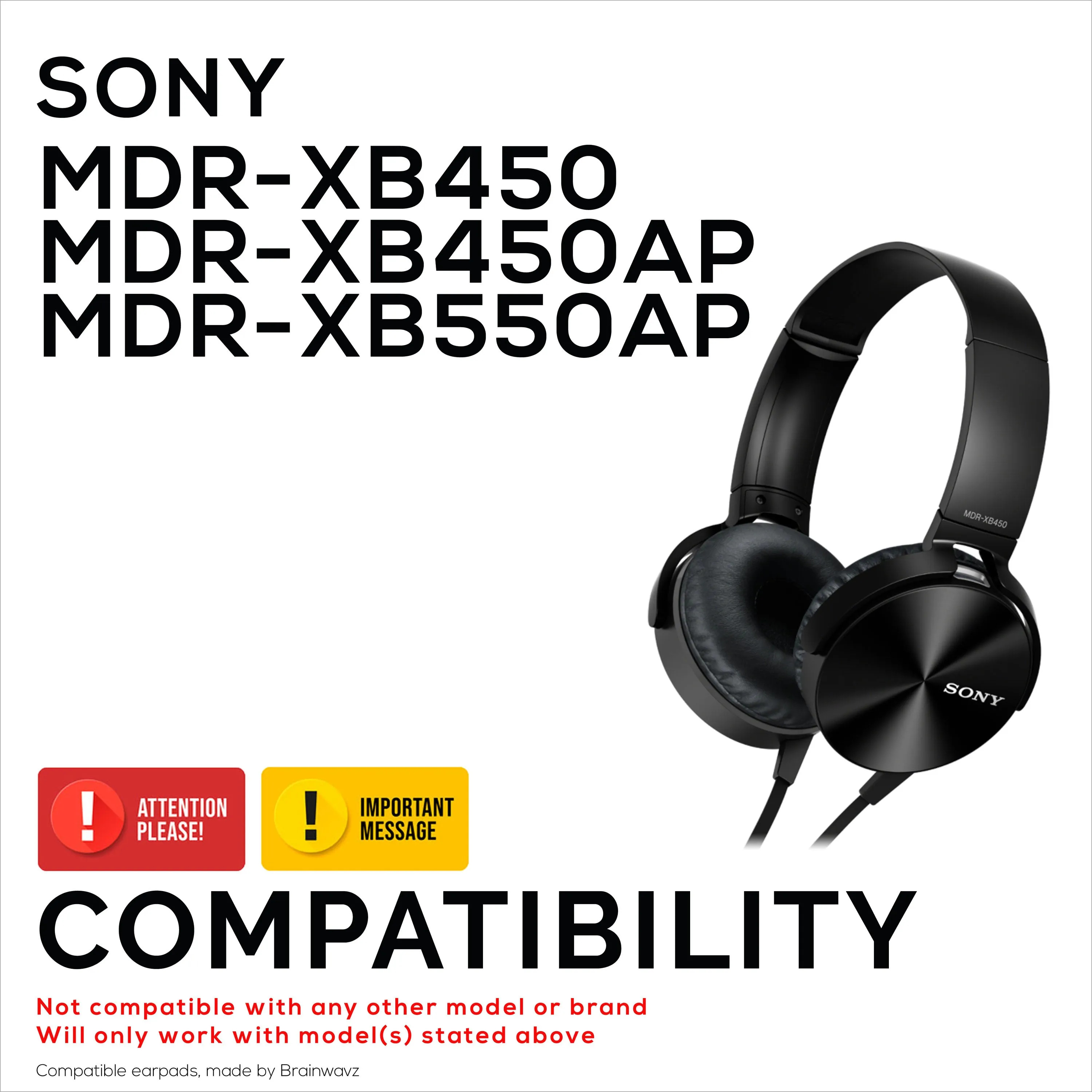 Replacements Earpads for SONY MDR-XB450, XB450AP, XB550AP Headphones - Soft PU Leather & Memory Foam