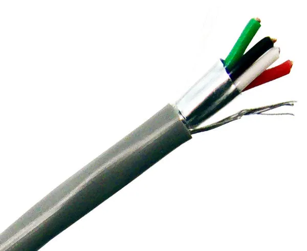 Riser (CMR) Shielded Security Alarm Cable - 18/4 AWG, CL3R, Stranded (7 Strand), 1000ft, Gray