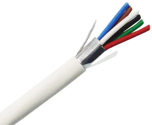 Security Alarm Cable - Plenum (CMP) - 22/6 AWG, CL3P, Stranded (7 Strand), Shielded, 1000ft, White