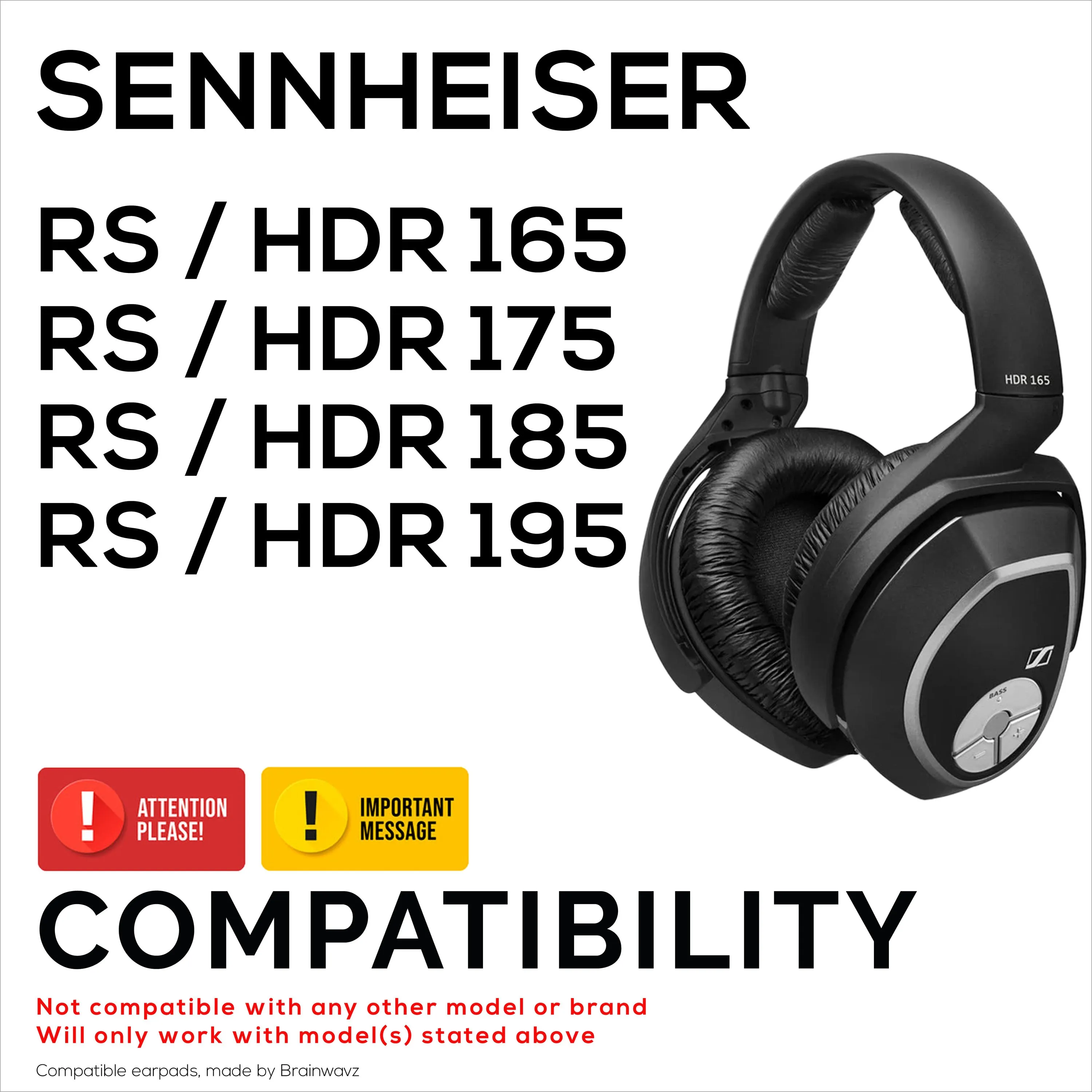 Sheepskin Earpads for SENNHEISER RS165, RS175, RS185 & RS195 Headphones - High Quality, Soft Real Leather & Memory Foam Ear Pad, HDR165, HDR175, HDR185, HDR195