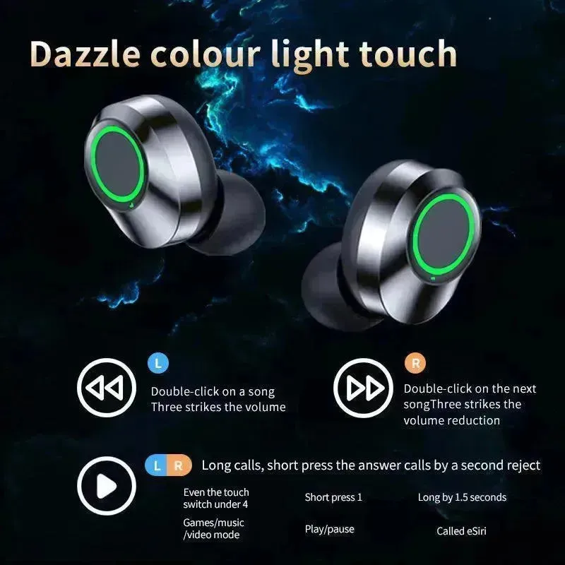 Smart YD03 Wireless Bluetooth Headphone TWS Large Screen Smart Digital Display Noise Cancellation Earpod In-Ear Earbuds Fingerprint Touch Headphone