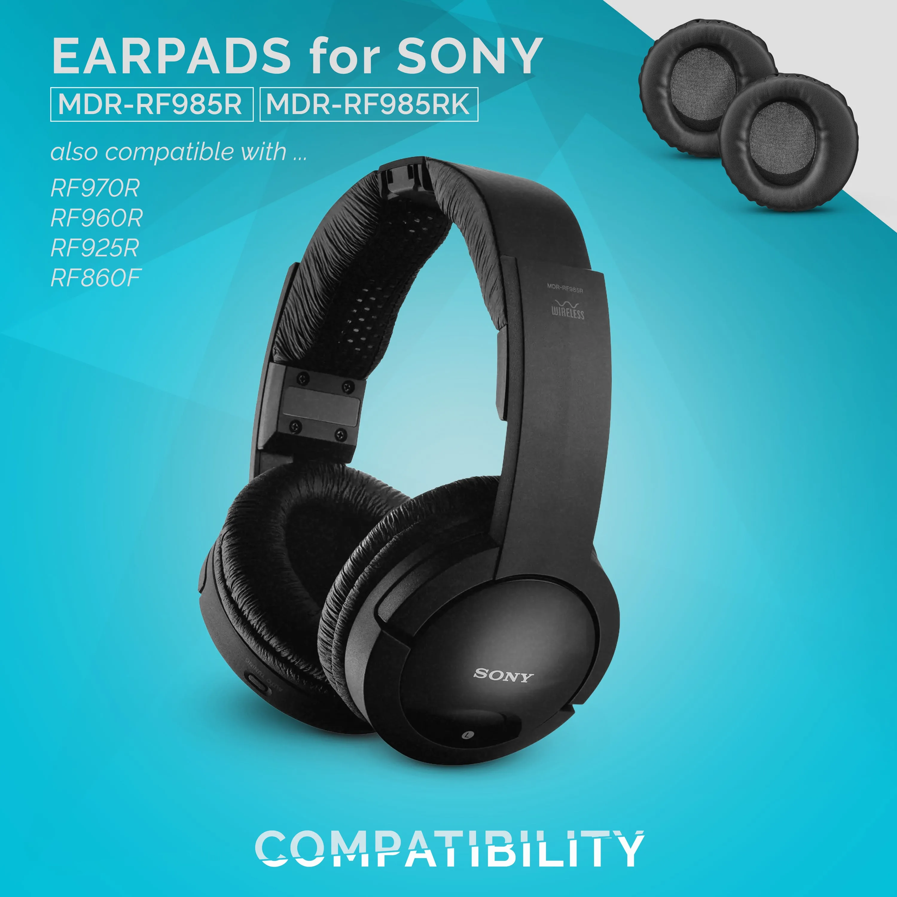 Sony MDR-RF985R Replacement Earpads - Suitable for other RF series Headphones