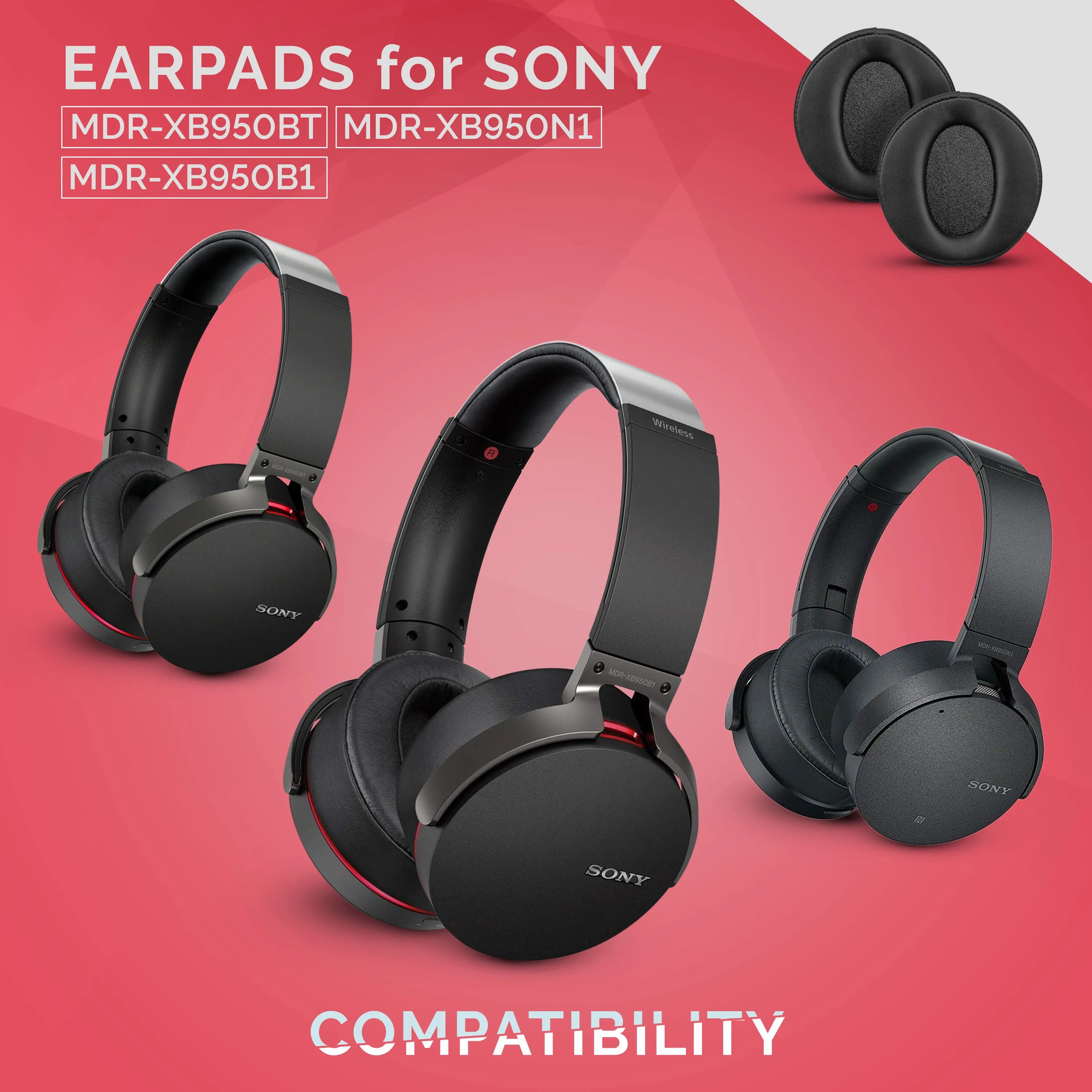 Sony MDR-XB950BT Replacement Earpads - Suitable for other XB series Headphones