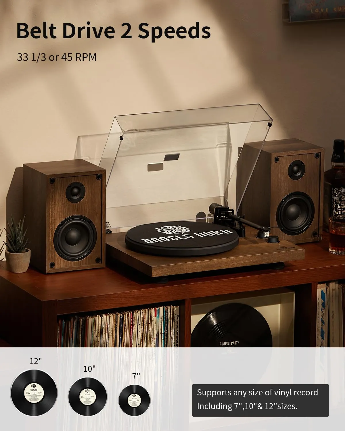 Vinyl Record Player, Hi-Fi System Bluetooth Turntable.