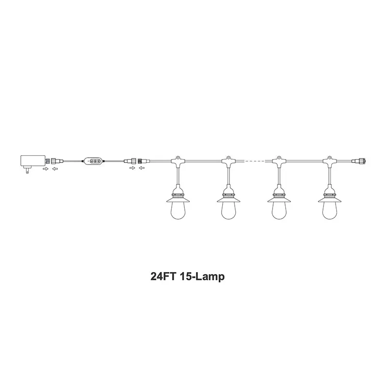 Westgate STG-2415-RGBIC-BT 24-ft 15 Lamps Lantern Outdoor RGB-IC Bluetooth App Controlled String Light