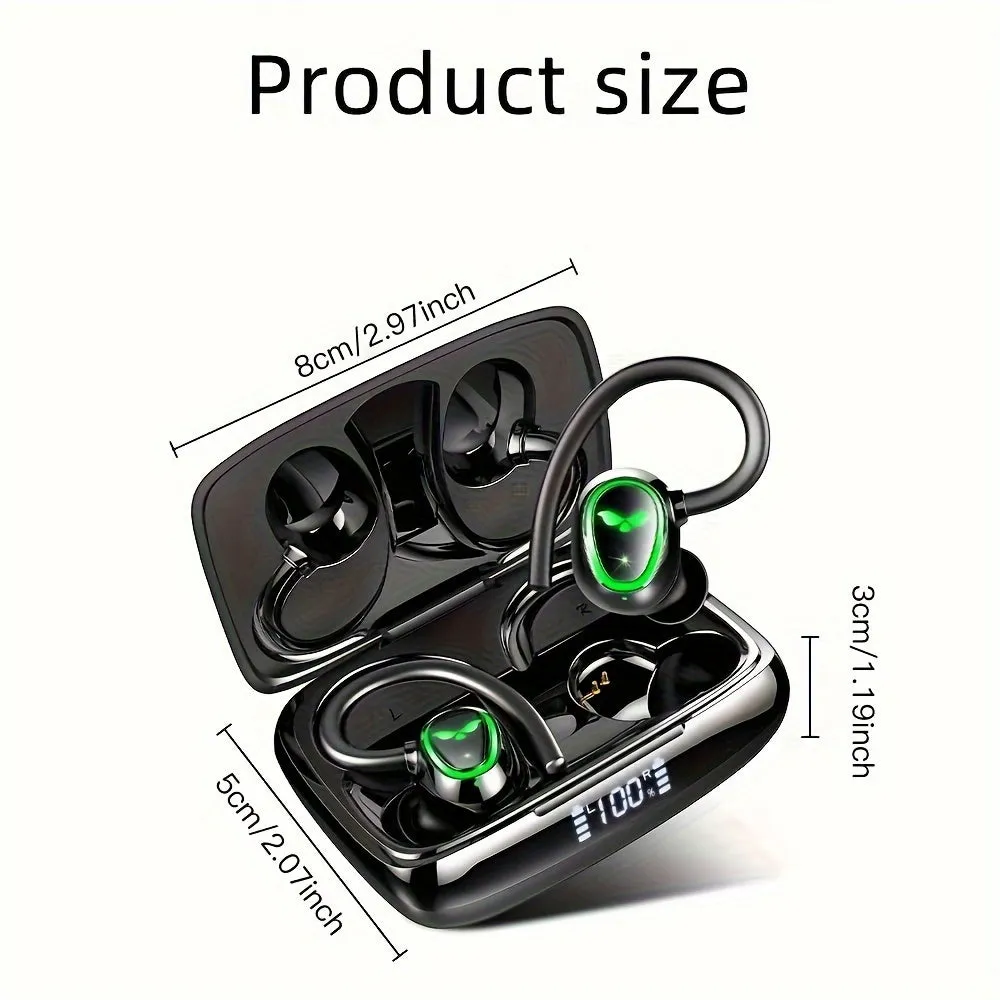 Wireless Earbuds, Wireless 5.3 Headphones Running Wireless Headphones In-Ear with ENC Mic, 48H Deep Bass Wireless Earphones Noise Cancelling Sport Earhooks Earbuds, USB-C/LED Display