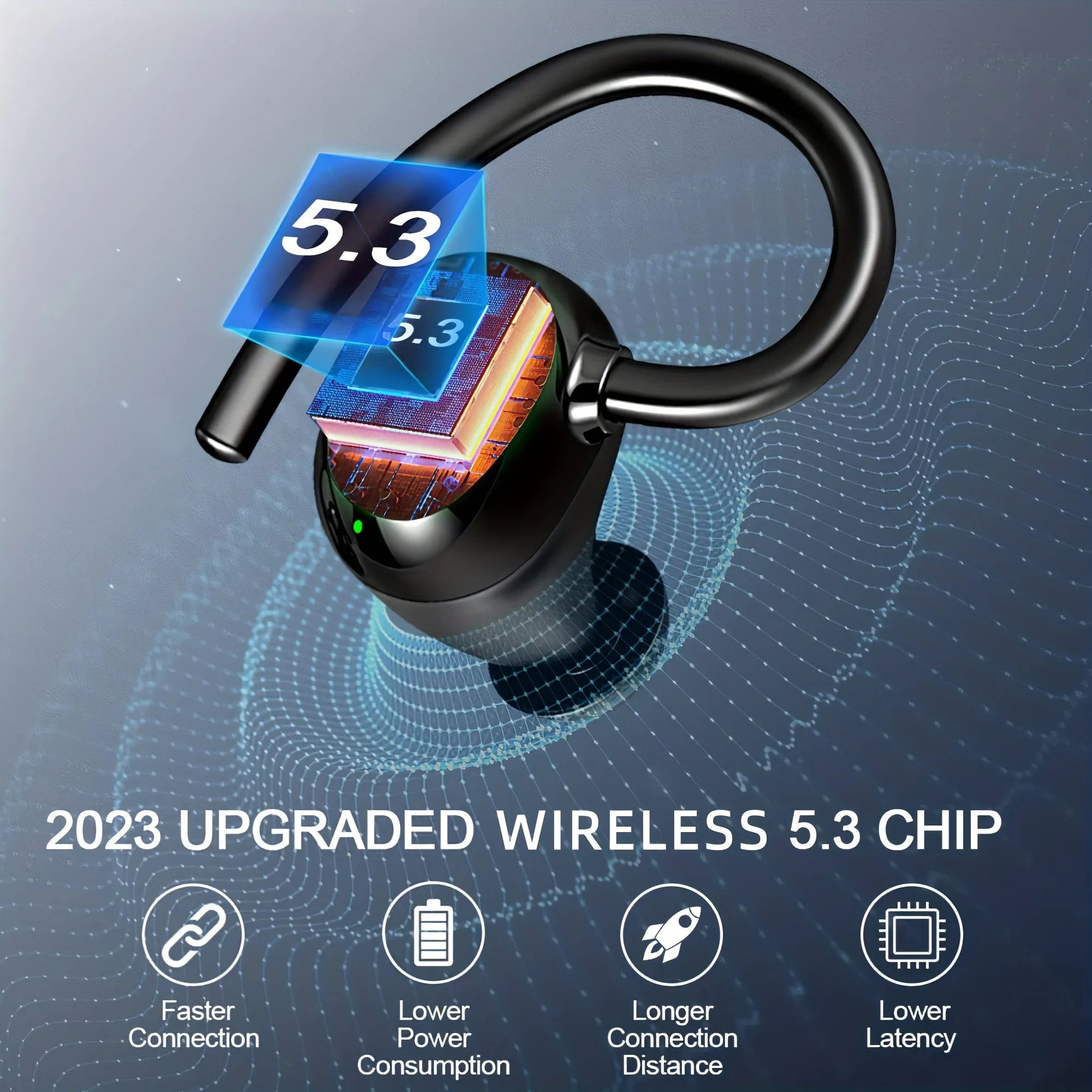 Wireless Earbuds, Wireless 5.3 Headphones Running Wireless Headphones In-Ear with ENC Mic, 48H Deep Bass Wireless Earphones Noise Cancelling Sport Earhooks Earbuds, USB-C/LED Display