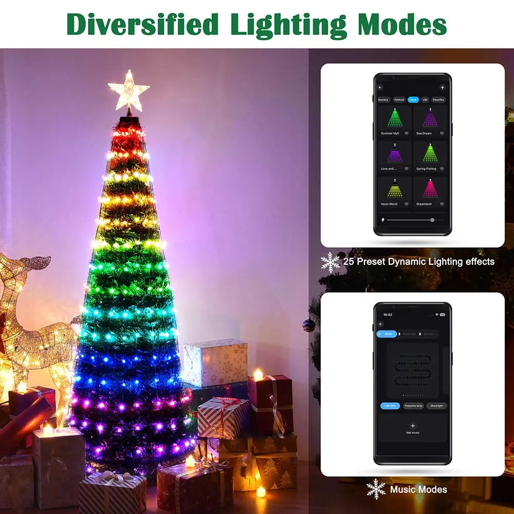 Yescom Pre-lit Artificial Christmas Tree Remote & APP Control